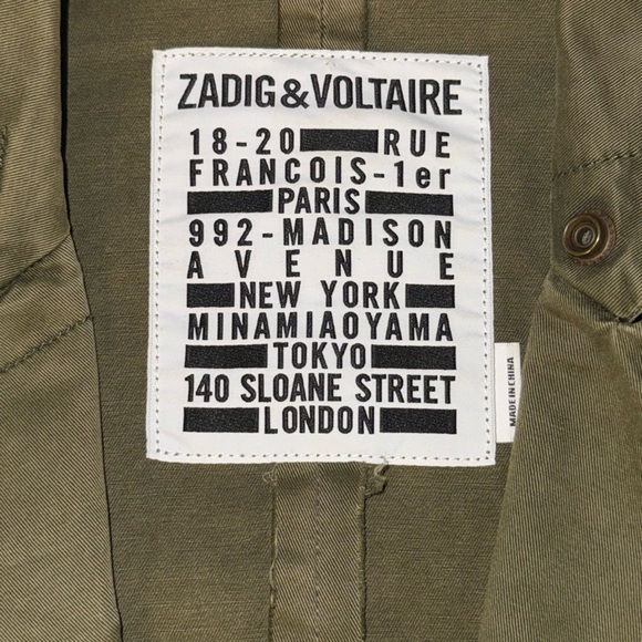 Zadig and Voltaire Olive Green Utility Jacket Love Punk Size M - Picture 5 of 6